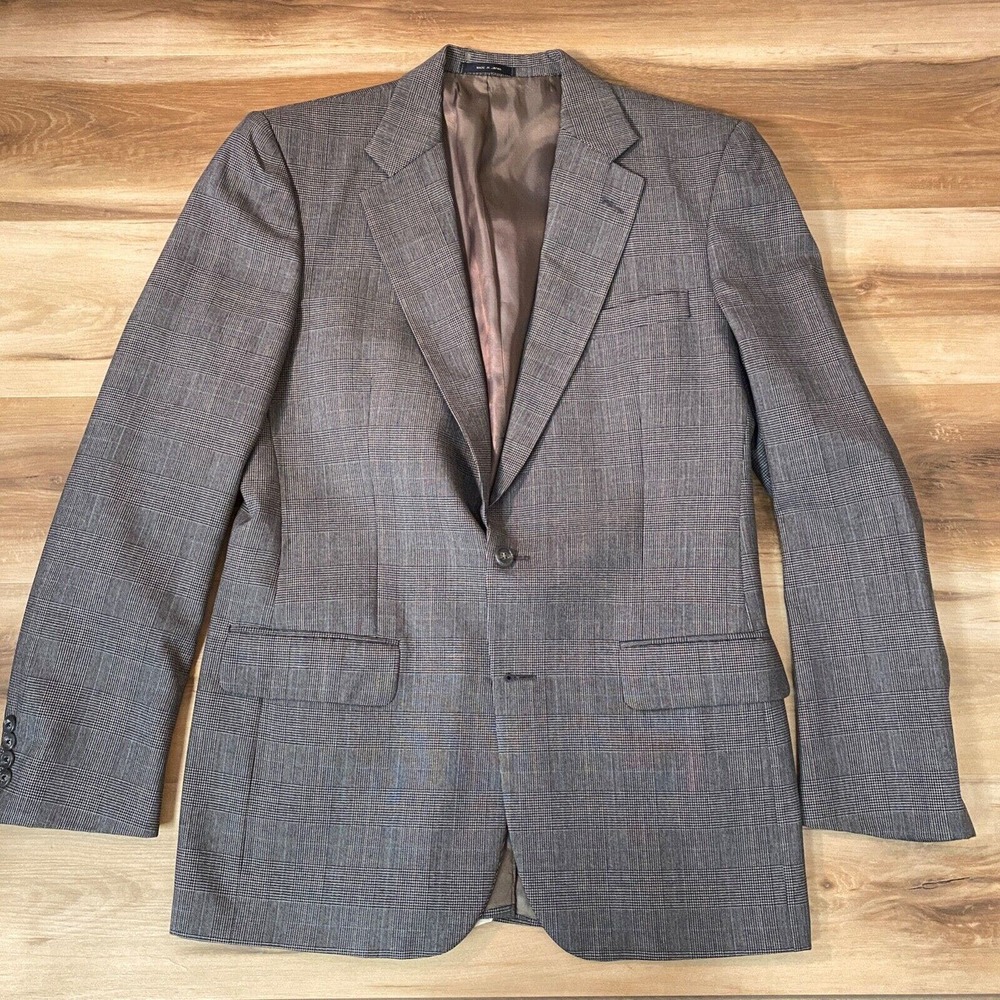 Burberrys' Blazer Mens 40 Gray Plaid 2 Button Jacket